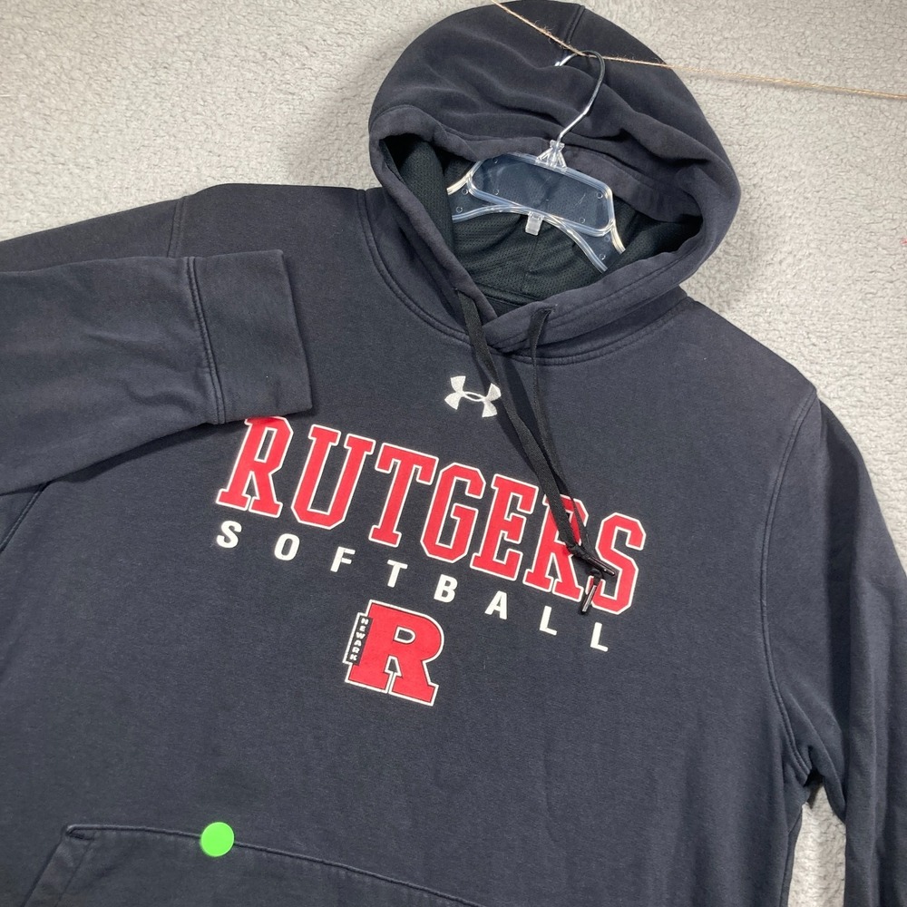 Rutgers University Softball Hoodie Adult Large Black Pullover Sweatshirt FLAWS